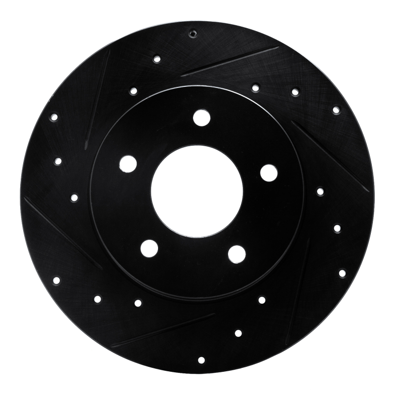 Buick LeSabre Brake Rotor (1) - Rear Left - R1 Concepts - Drilled & Slotted - Black - `92-`05